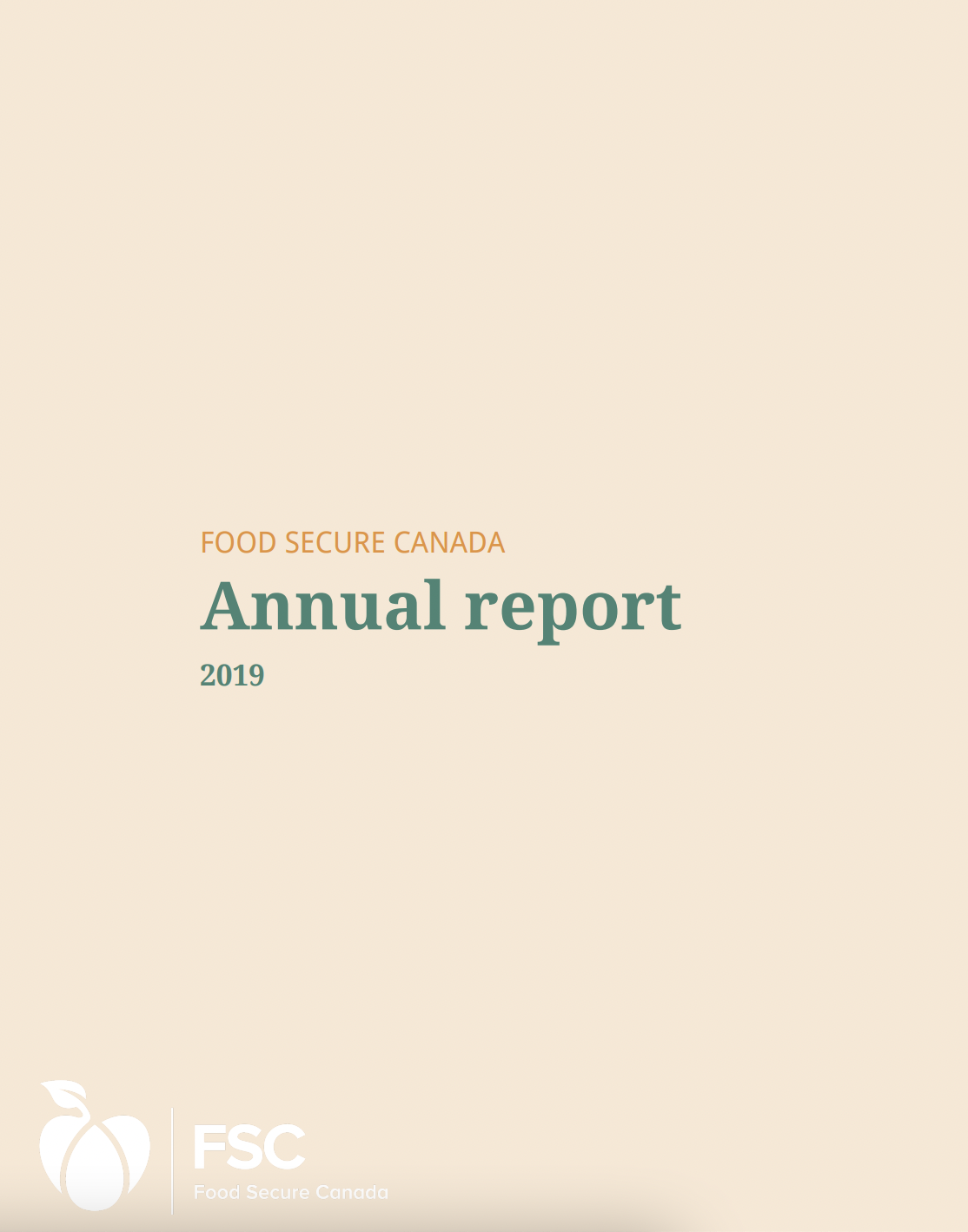 Food Secure Canada - 2019 Annual Report (cover)